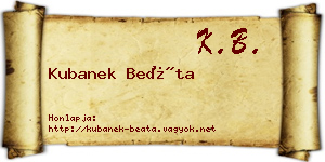 Kubanek Beáta névjegykártya